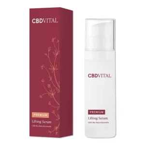 CBD Vital Premium Lifting Serum die Vorderseite der Flasche und Verpackung