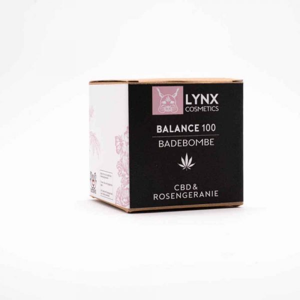 LYNX CBD Badebomben Verpackung Duftrichtung Rosengeranie